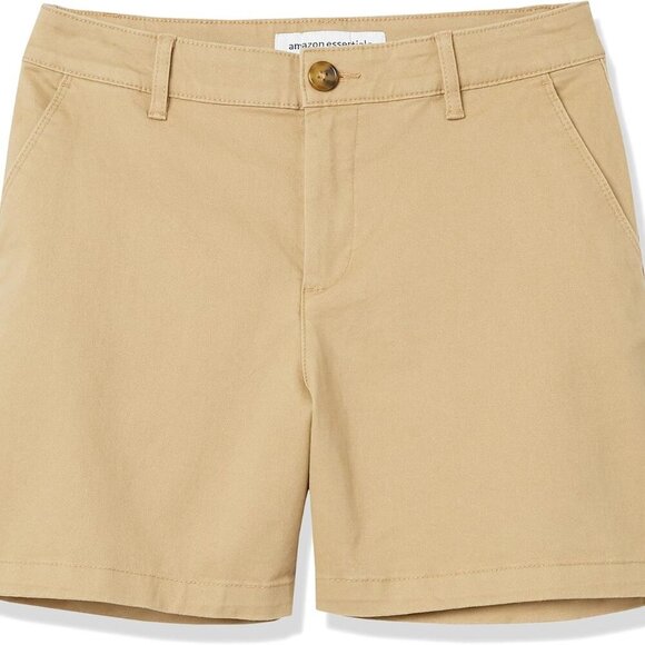 Women's Mid-Rise Slim-Fit Khaki Short in Curvy Fit, Size 6, Brown - Picture 6 of 6